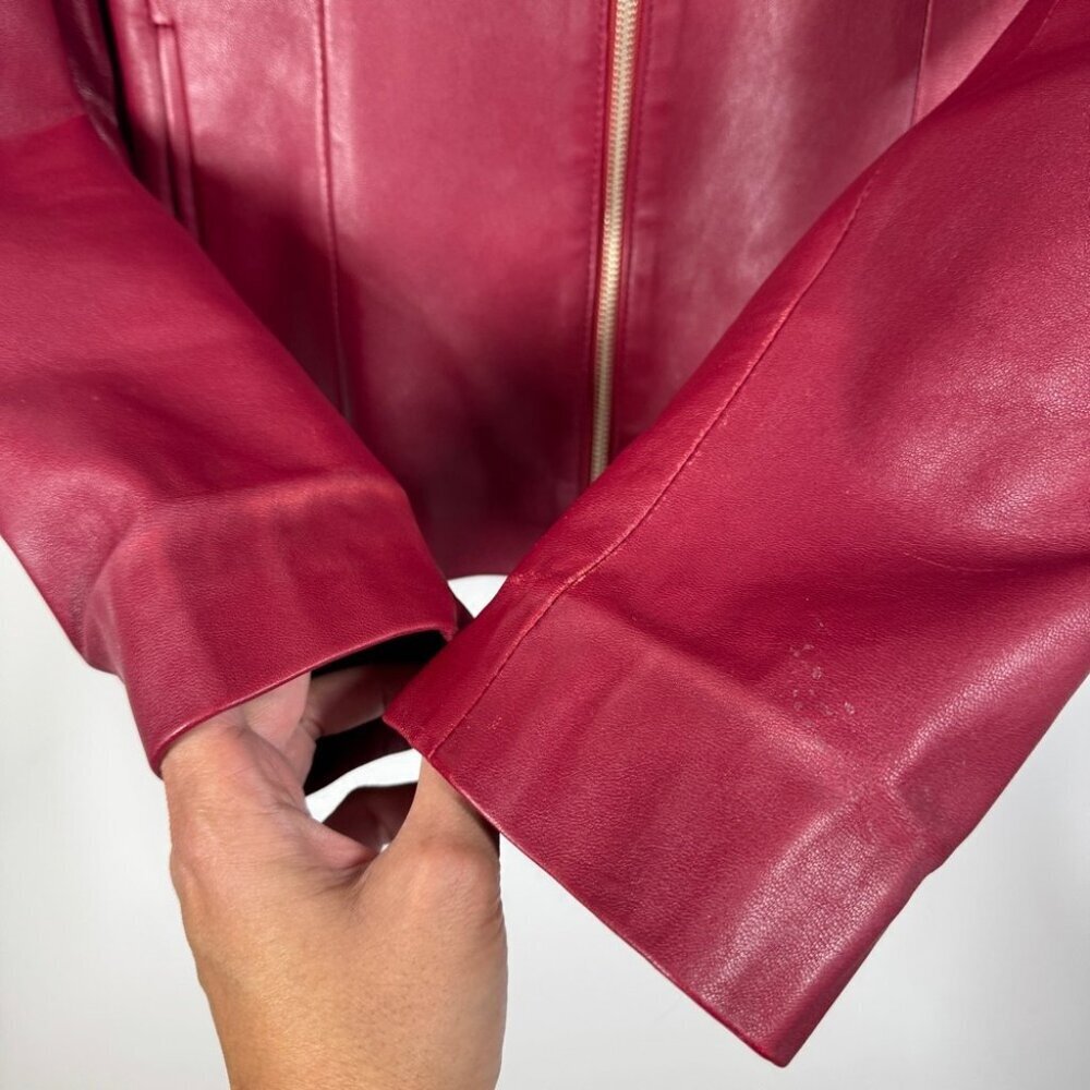 Boutique of Leathers Canada Burgundy Red Genuine Leather Zip Moto Jacket Small - Picture 6 of 15